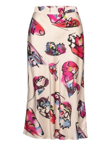 Skirt In Butterfly Print Knælang Nederdel Multi/patterned Coster Copen...