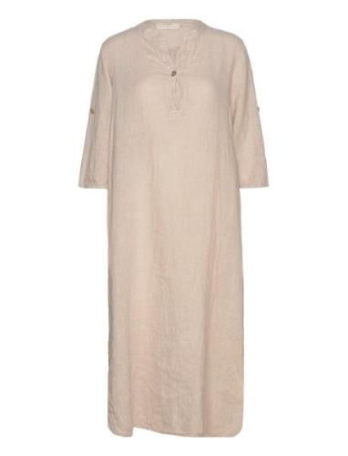 Crbellis Caftan Dress Knælang Kjole Beige Cream