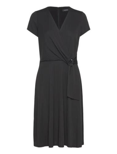 Surplice Jersey Dress Kort Kjole Black Lauren Ralph Lauren