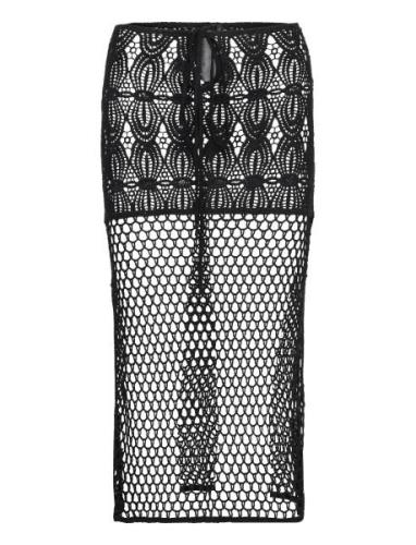 Onlflorence Crochet Skirt Knælang Nederdel Black ONLY