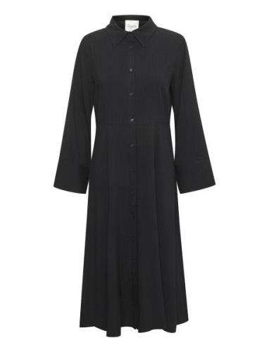 Hanomw Long Shirtdress Knælang Kjole Black My Essential Wardrobe