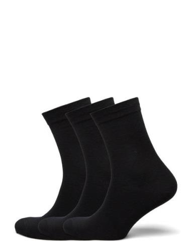 Sock 3 P Merino Wool Plain Lingerie Socks Regular Socks Black Lindex