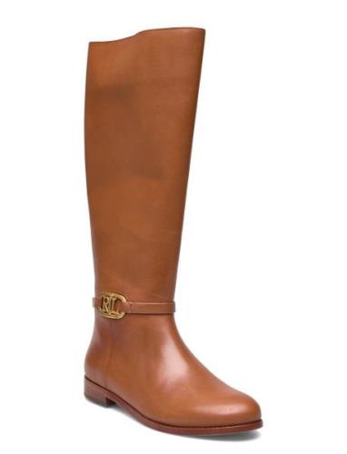 Bridgette Burnished Leather Tall Boot Lange Støvler Brown Lauren Ralph...