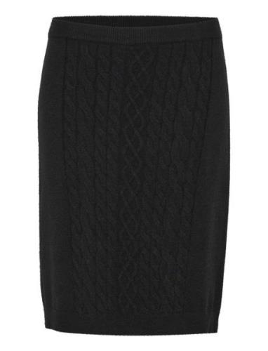 Crdela Knit Skirt Knælang Nederdel Black Cream