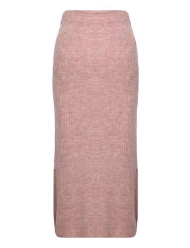 Mlisla Knit Midi Skirt Hw Knælang Nederdel Pink Mamalicious