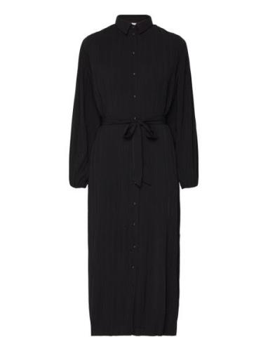 Slfvaleria Ls Ankle Plisse Dress B Knælang Kjole Black Selected Femme