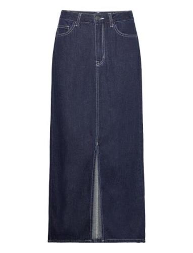 Objlea Mw Denim Long Skirt 129 Lang Nederdel Blue Object