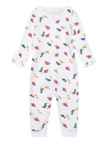 Nbmnightsuit Zip Bright White Dino Noos Pyjamas Sie Jumpsuit White Nam...