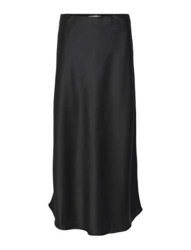 Objsateen Mw Ancle Skirt Div Lang Nederdel Black Object