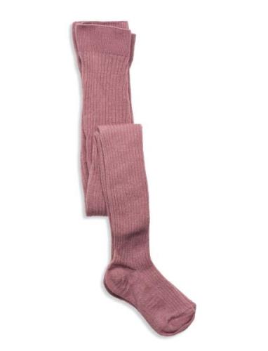 Tights 1P Bag Wool Rib Tights Pink Lindex