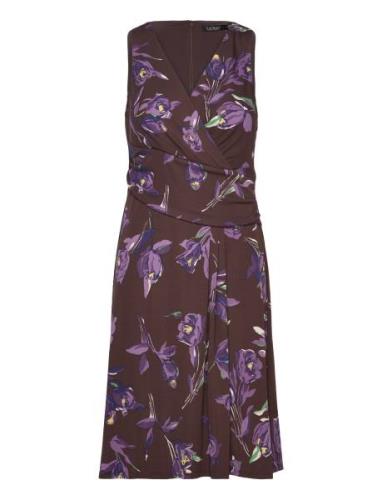 Floral Surplice Jersey Sleeveless Dress Knælang Kjole Brown Lauren Ral...