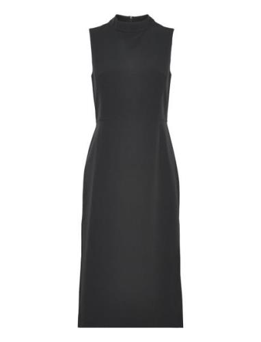 Echo Crepe Mock Neck Dress Knælang Kjole Black French Connection