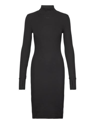 Slim Rib Dress Mock L\S Wmn Knælang Kjole Black G-Star RAW