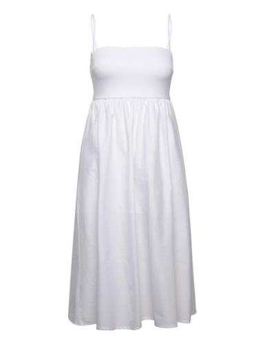 Bandeau Midi Dress Knælang Kjole White Gina Tricot