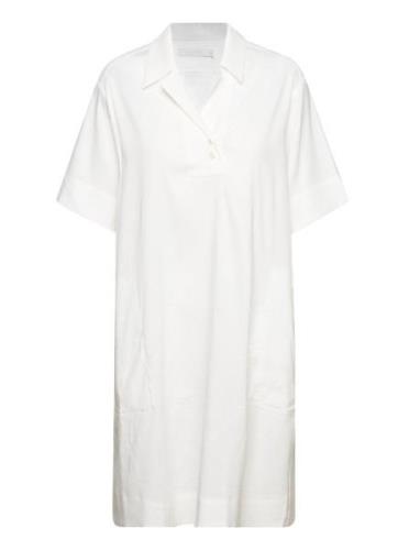 Katie Dress Stretch Linen Knælang Kjole White Naja Lauf