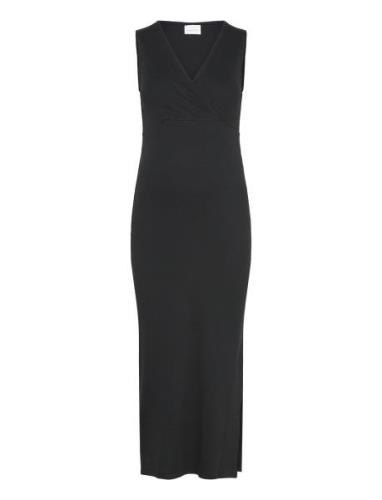 Mlemily Tess Sl Jrs Abk Dress 2F A. Knælang Kjole Black Mamalicious