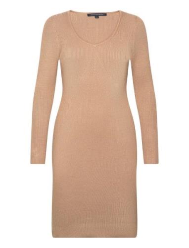 Mari Knit Dress Knælang Kjole Beige French Connection