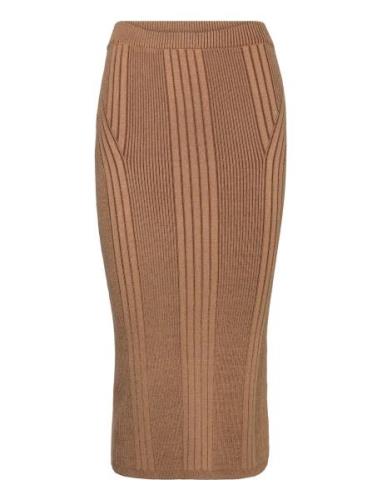 Mari Pencil Midi Skirt Knælang Nederdel Brown French Connection