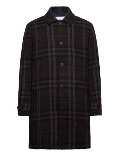 Mckay Check Wool Coat Uldfrakke Frakke Brown Les Deux