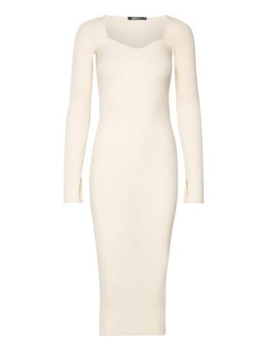 Knitted Midi Dress Knælang Kjole White Gina Tricot