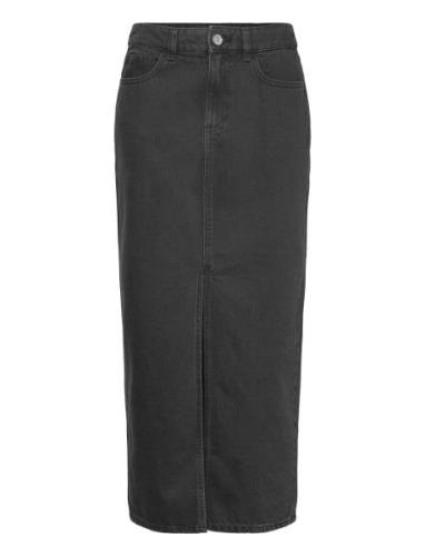 Skirt Tuva Long Black Knælang Nederdel Black Lindex