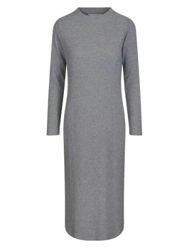 Daniela Rib Dress Knælang Kjole Grey Once Untold