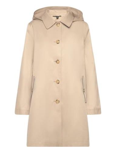 Hooded Cotton-Blend Balmacaan Coat Tynd Frakke Beige Lauren Ralph Laur...