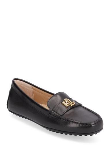 Barnsbury Burnished Leather Driver Loafers Flade Sko Black Lauren Ralp...