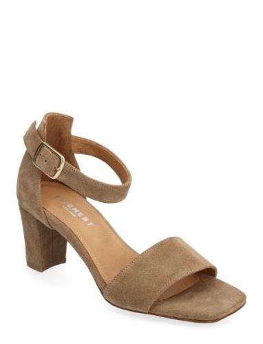 Sinna Suede Sandal Med Hæl Brown Pavement