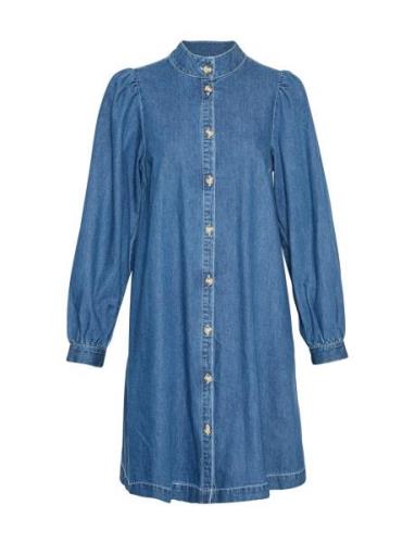 Mschshayla Shirt Dress Knælang Kjole Blue MSCH Copenhagen