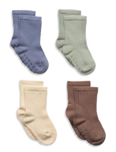 Sock 4P Ribb Sock Fashion Col Strømper Non-slip Multi/patterned Lindex