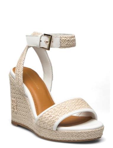 Th Rope High Wedge Sandal Espadrillos Med Hæl Sandal Cream Tommy Hilfi...