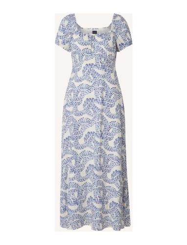 Abigail Dot Print Dress Maxikjole Festkjole Blue Lexington Clothing