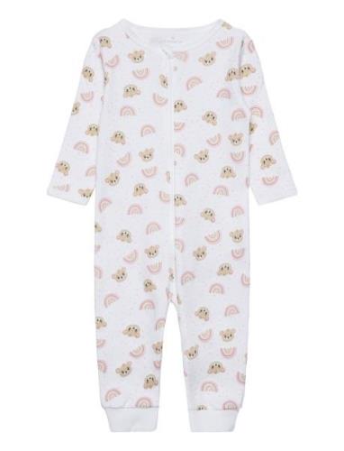 Nbfnightsuit Zip Orchid Pink Teddy Noos Pyjamas Sie Jumpsuit White Nam...