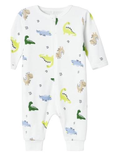 Nbmnightsuit Zip Wild Lime Dino Noos Pyjamas Sie Jumpsuit White Name I...