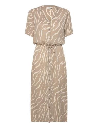 Katara Amber Dress Knælang Kjole Beige Kaffe