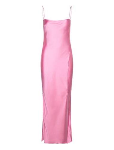 Satin Dress Knælang Kjole Pink Gina Tricot