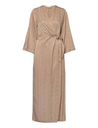 Slftyra 34 Ankle Wrap Dress B Knælang Kjole Brown Selected Femme