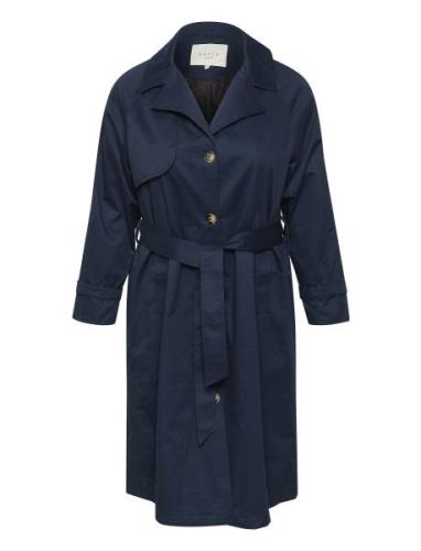 Kcelisa Trenchcoat Trenchcoat Frakke Navy Kaffe Curve