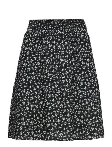 Opal Seersucker Skirt Knælang Nederdel Black NORR