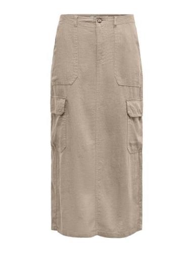 Onlmalfy-Caro Linen Long Skirt Pnt Lang Nederdel Beige ONLY