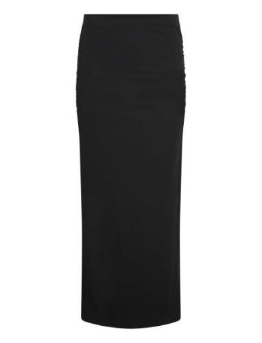 Soft Touch Ruched Long Skirt Lang Nederdel Black Gina Tricot