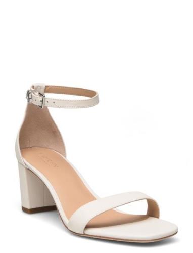 Logan Nappa Leather Sandal Sandal Med Hæl White Lauren Ralph Lauren