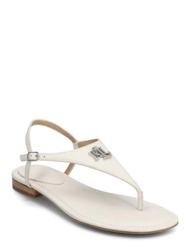 Ellington Lizard-Embossed Sandal Flade Sandaler White Lauren Ralph Lau...