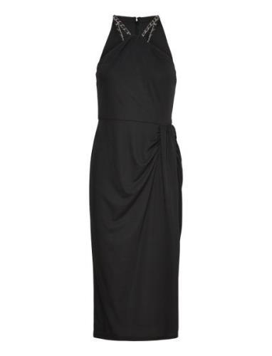 Stretch Jersey Halter Dress Knælang Kjole Black Lauren Ralph Lauren