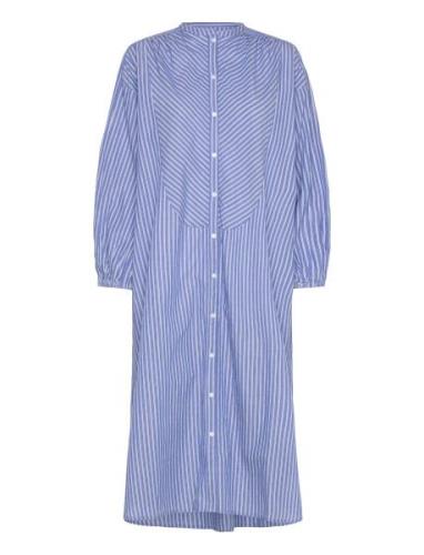 Lauren Shirtdress Stripe Knælang Kjole Blue Moshi Moshi Mind