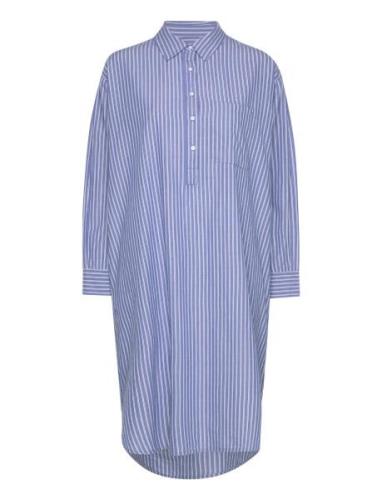 Relieve Shirtdress Stripe Knælang Kjole Blue Moshi Moshi Mind