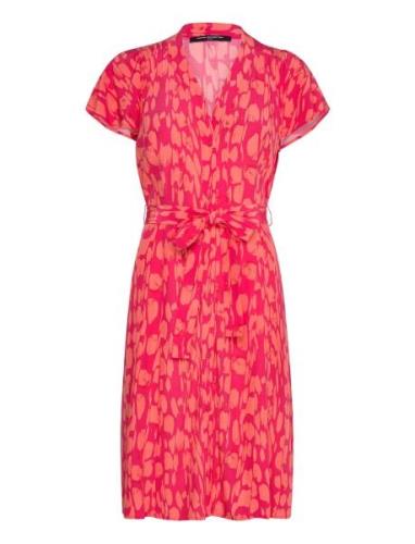 Islanna Crepe Ss V Nk Dress Knælang Kjole Pink French Connection