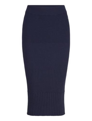 Cecina Rib Knit Skirt Knælang Nederdel Navy Tamaris Apparel