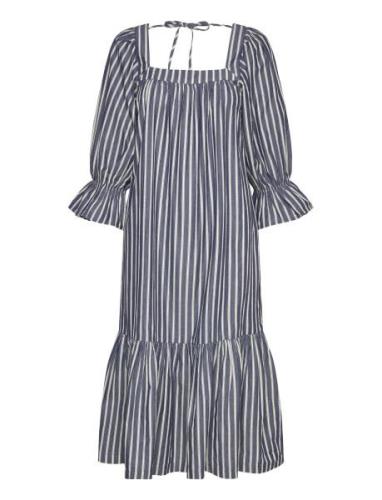 Striped Midi Dress Knælang Kjole Blue Stella Nova